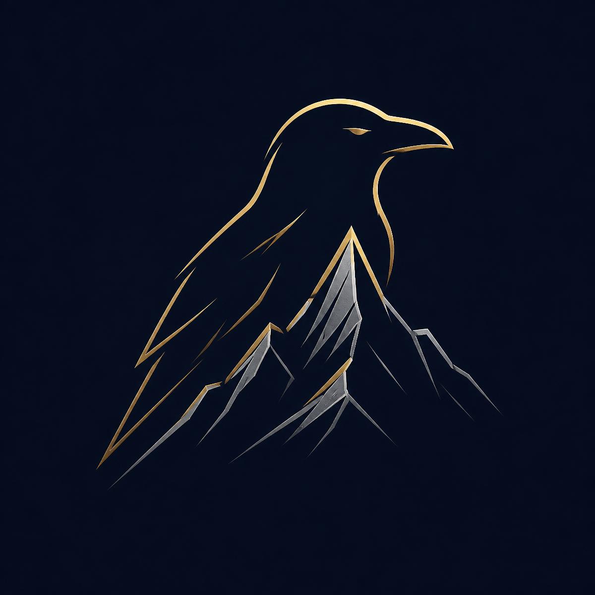 Raven and mountain brand motif
